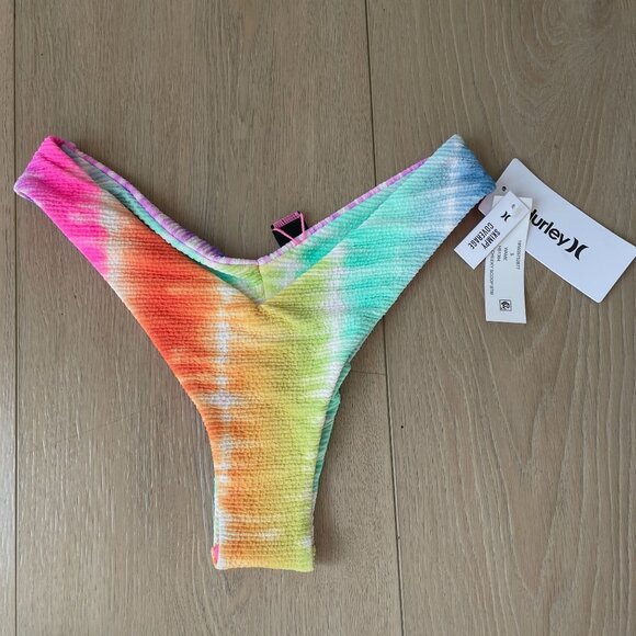 NEW Hurley Womens Small Rainbow Ombre Cheeky Scoop Bikini Bottom Swimwear - Picture 2 of 11